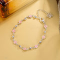 925 Sterling Silver Bracelets for Women Men String Accessories Trend Pink Flower Beads Pendant Party Jewelry Gift