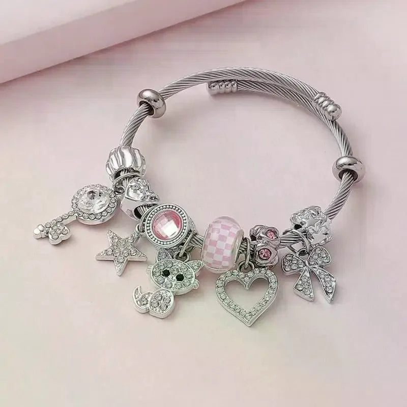 Women's Fashion Trendy Bow Heart Bracelet Jewelry Accessories Suitable For Date, Party, Festival Gifts