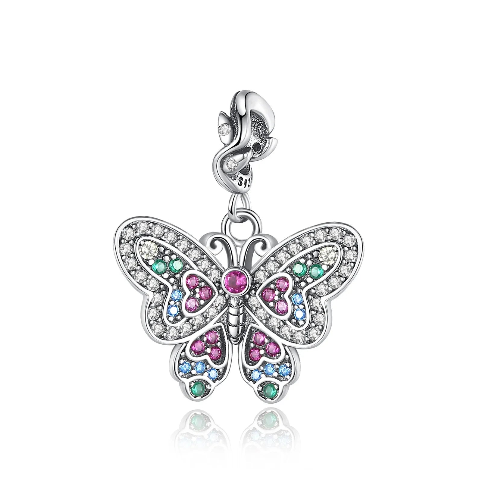 925 Sterling Silver Blue Flower Charms Beads Fit Original Bracelets Bag Keychain Charms Beads Pendant Diy Women Jewelry Gift