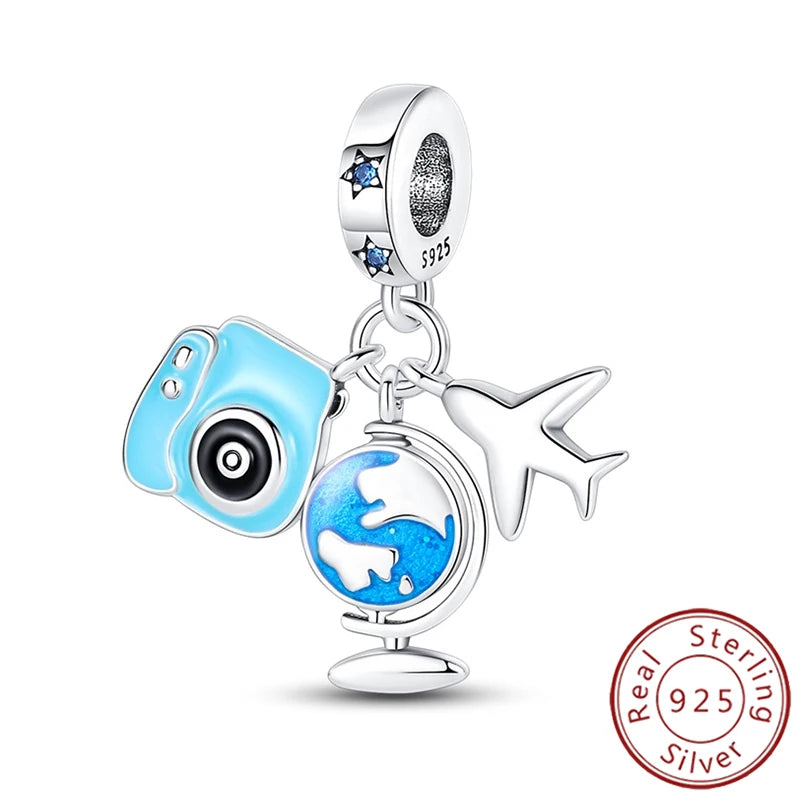 Charms 925 Sterling Silver Luminous Firefly Chameleon Aircraft Luggage Fit Original Bracelet Women Pendant Bead Jewelry Hot Gift