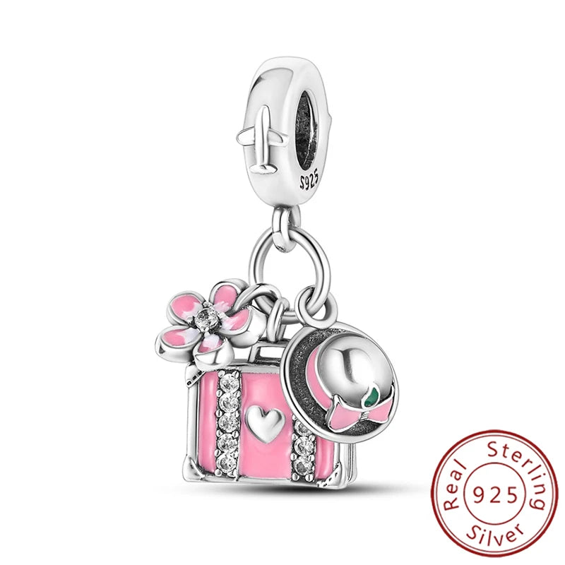 Charms 925 Sterling Silver Luminous Firefly Chameleon Aircraft Luggage Fit Original Bracelet Women Pendant Bead Jewelry Hot Gift