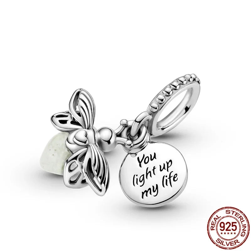 Silver 925 Firefly Charms Glow in The Dark Beads Pendant Fit Original Bracelet for Women Fine Jewelry Love Gifts Diy