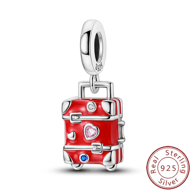 Charms 925 Sterling Silver Luminous Firefly Chameleon Aircraft Luggage Fit Original Bracelet Women Pendant Bead Jewelry Hot Gift
