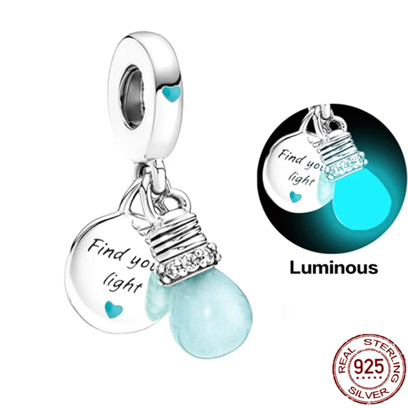 Charms 925 Sterling Silver Luminous Fireflies Pendant Beads Fit Women's Original 925 Bracelets DIY Jewelry Fine Making Gifts Hot