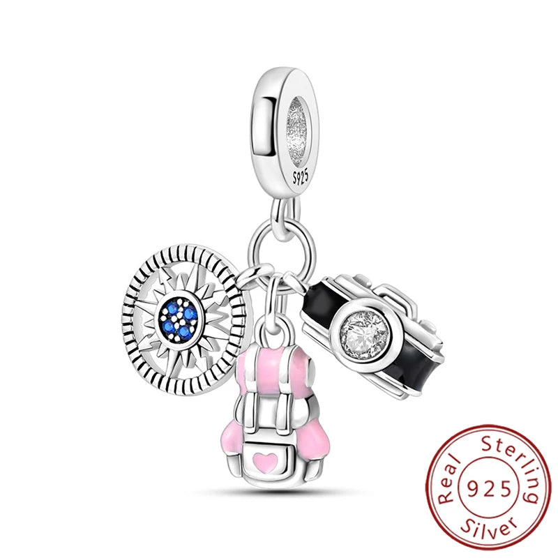 Charms 925 Sterling Silver Luminous Firefly Chameleon Aircraft Luggage Fit Original Bracelet Women Pendant Bead Jewelry Hot Gift