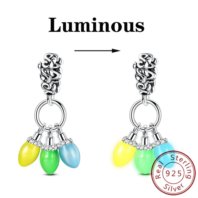 Charms 925 Sterling Silver Luminous Firefly Chameleon Aircraft Luggage Fit Original Bracelet Women Pendant Bead Jewelry Hot Gift