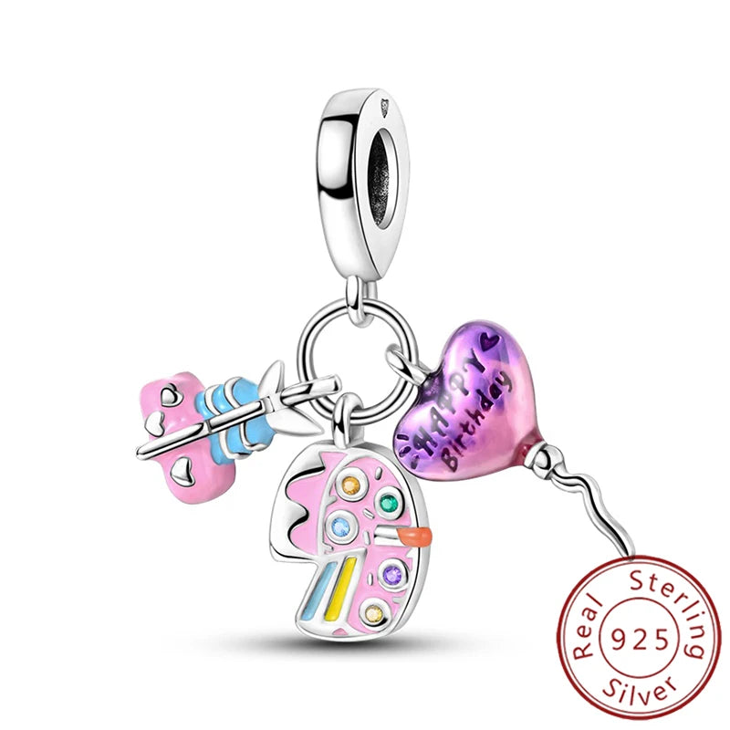 Charms 925 Sterling Silver Luminous Firefly Chameleon Aircraft Luggage Fit Original Bracelet Women Pendant Bead Jewelry Hot Gift