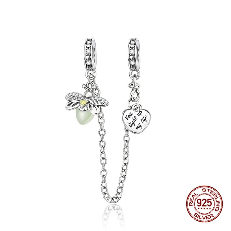 Glow-In-The-Dark Fireflies Pendants 925 Silver Charms Beads Fit 3mm Original Bracelet Necklace Womens DIY Fine Jewelry Gifts Hot
