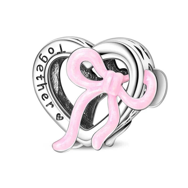 New 925 Sterling Silver Pink Concentric Knot Charms Beads Fit Original Bracelet DIY Women Exquisite Birthday Party Jewelry Gifts