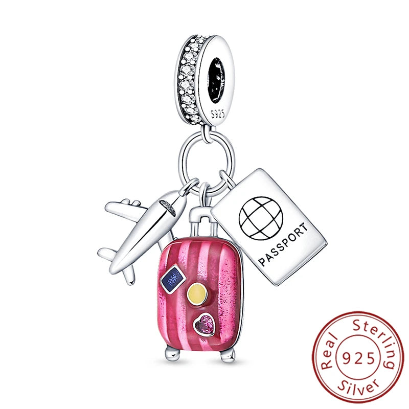 Charms 925 Sterling Silver Luminous Firefly Chameleon Aircraft Luggage Fit Original Bracelet Women Pendant Bead Jewelry Hot Gift