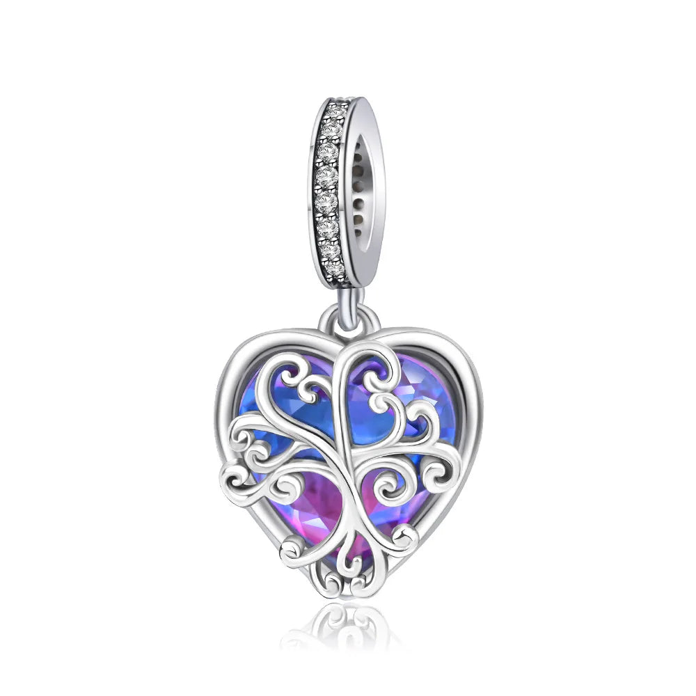925 Sterling Silver Blue Flower Charms Beads Fit Original Bracelets Bag Keychain Charms Beads Pendant Diy Women Jewelry Gift