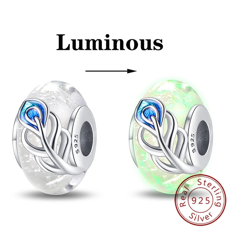 Charms 925 Sterling Silver Luminous Firefly Chameleon Aircraft Luggage Fit Original Bracelet Women Pendant Bead Jewelry Hot Gift