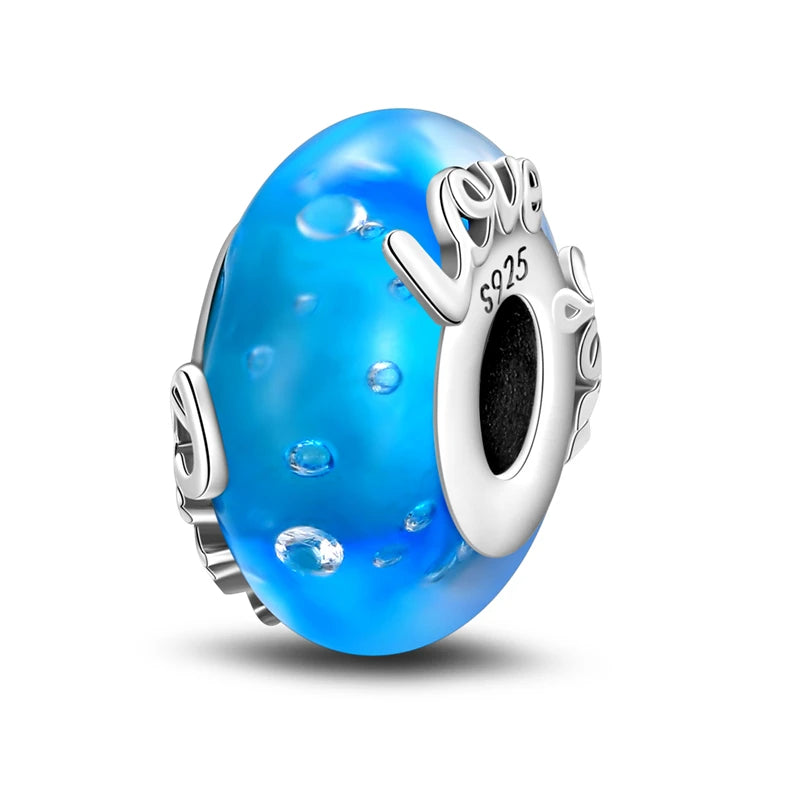 Charms 925 Sterling Silver Colorful Glass Series Pendant Beads Fit Original Bracelet Necklace DIY Women‘s Birthday Jewelry Gift