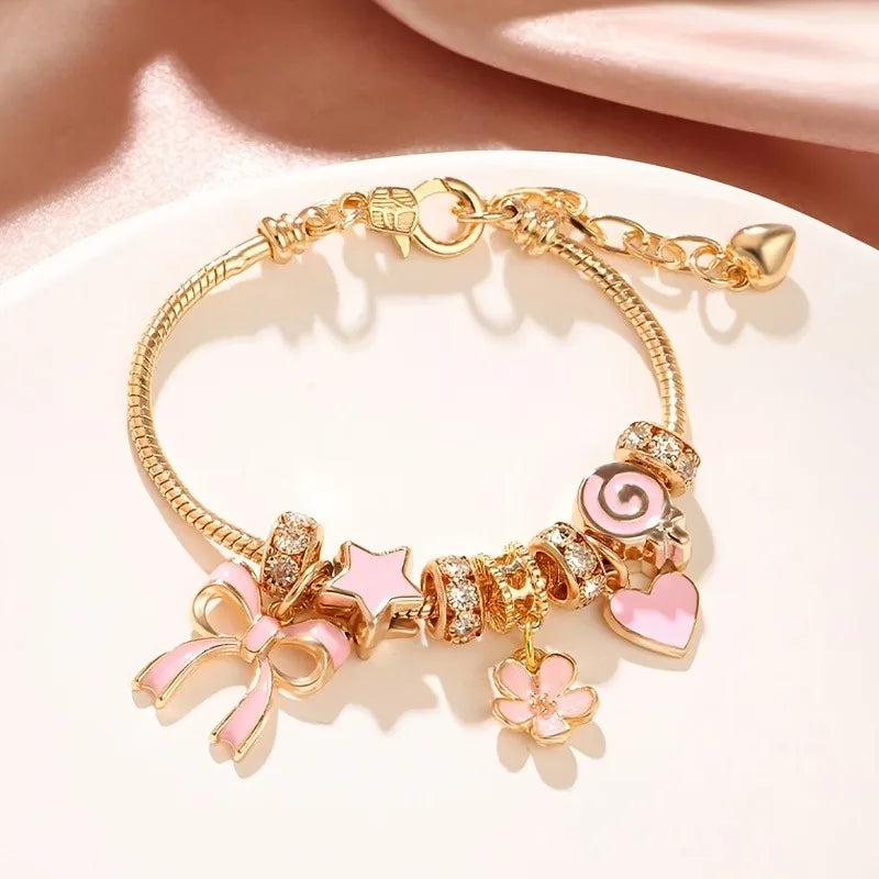 adjustable heart shaped bracelet Women bow heart shaped fashion bracelet jewelry daily accessories Valentine Day gifts