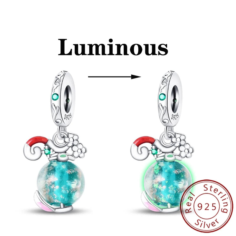 Charms 925 Sterling Silver Luminous Firefly Chameleon Aircraft Luggage Fit Original Bracelet Women Pendant Bead Jewelry Hot Gift