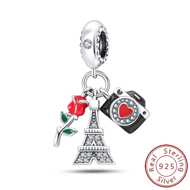 Charms 925 Sterling Silver Luminous Firefly Chameleon Aircraft Luggage Fit Original Bracelet Women Pendant Bead Jewelry Hot Gift