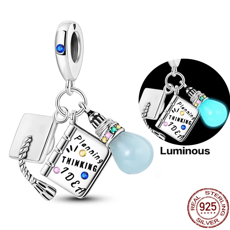 Charms 925 Sterling Silver Luminous Fireflies Pendant Beads Fit Women's Original 925 Bracelets DIY Jewelry Fine Making Gifts Hot