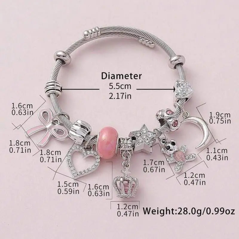 Women's Fashion Trendy Bow Heart Bracelet Jewelry Accessories Suitable For Date, Party, Festival Gifts
