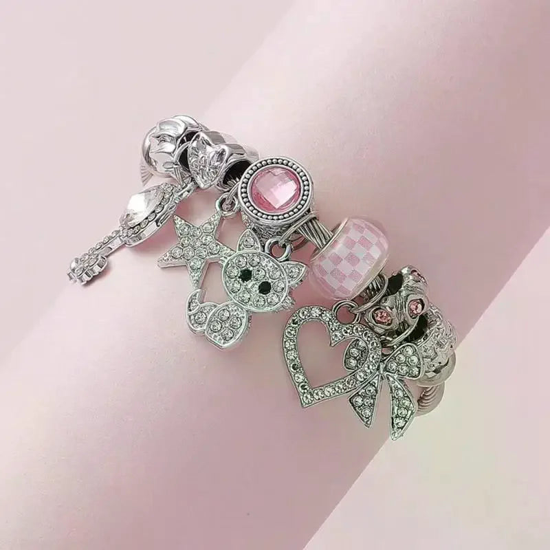 Women's Fashion Trendy Bow Heart Bracelet Jewelry Accessories Suitable For Date, Party, Festival Gifts