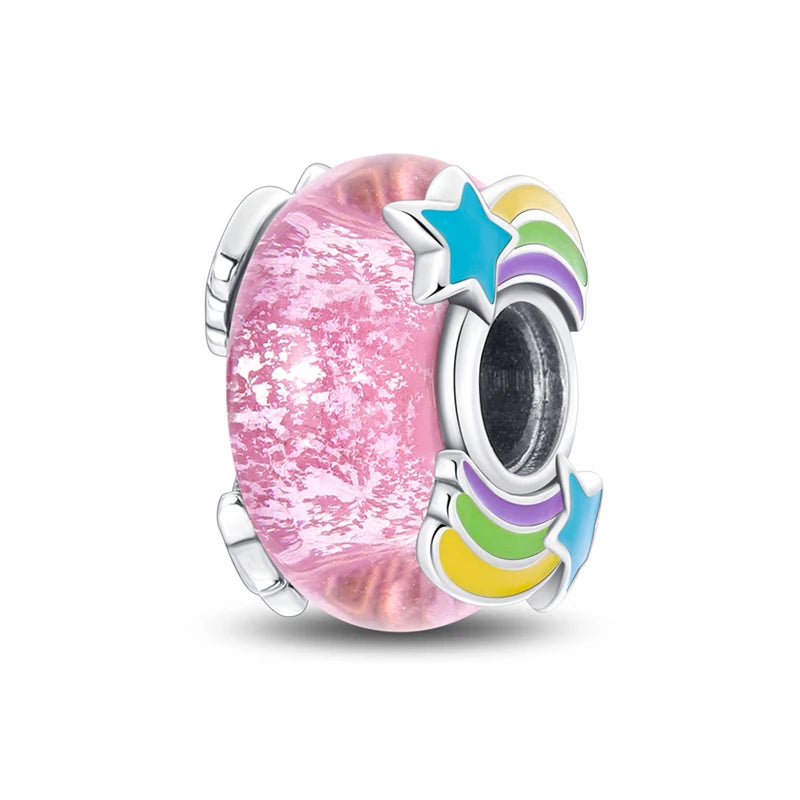 Charms 925 Sterling Silver Colorful Glass Series Pendant Beads Fit Original Bracelet Necklace DIY Women‘s Birthday Jewelry Gift