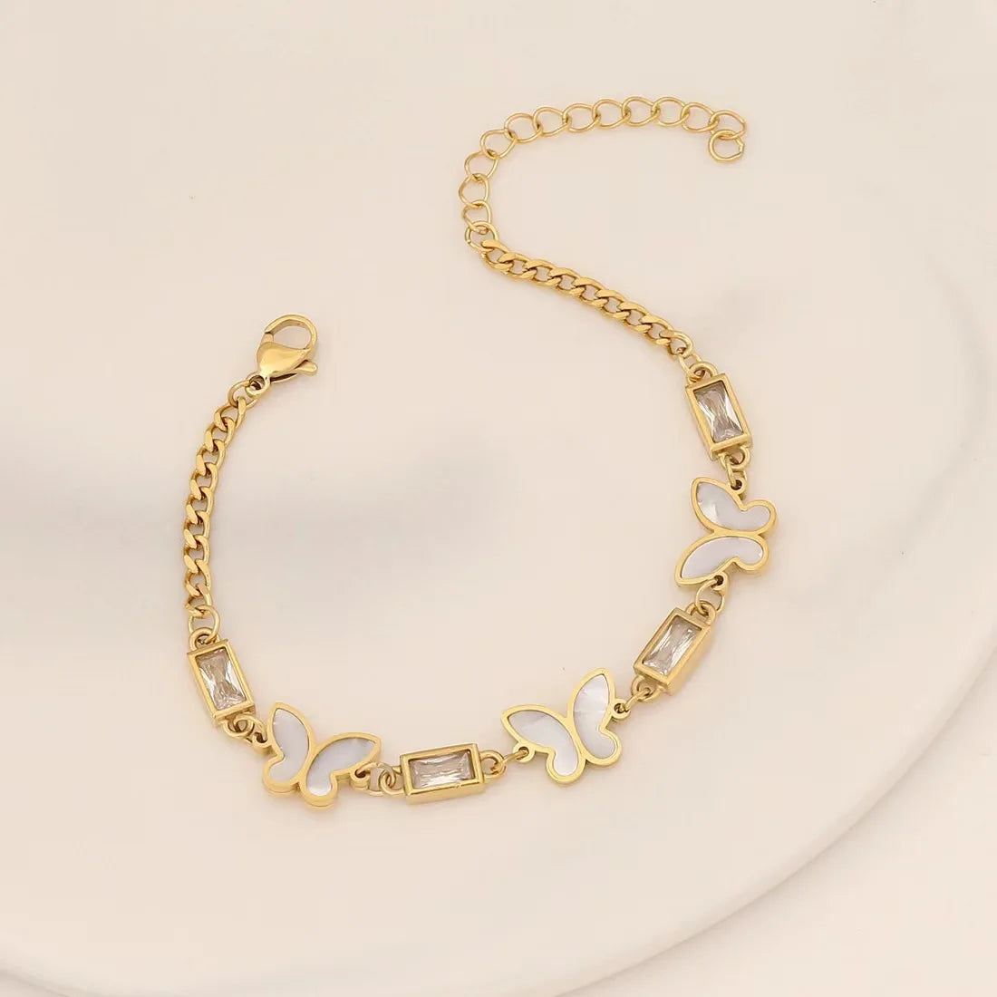 316L Stainless Steel New Crystal Embed Seashells Butterfly Bracelets For Women Fashion Girls Wrist Jewelry Birthday Gifts Bijoux