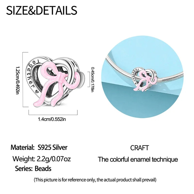 New 925 Sterling Silver Pink Concentric Knot Charms Beads Fit Original Bracelet DIY Women Exquisite Birthday Party Jewelry Gifts