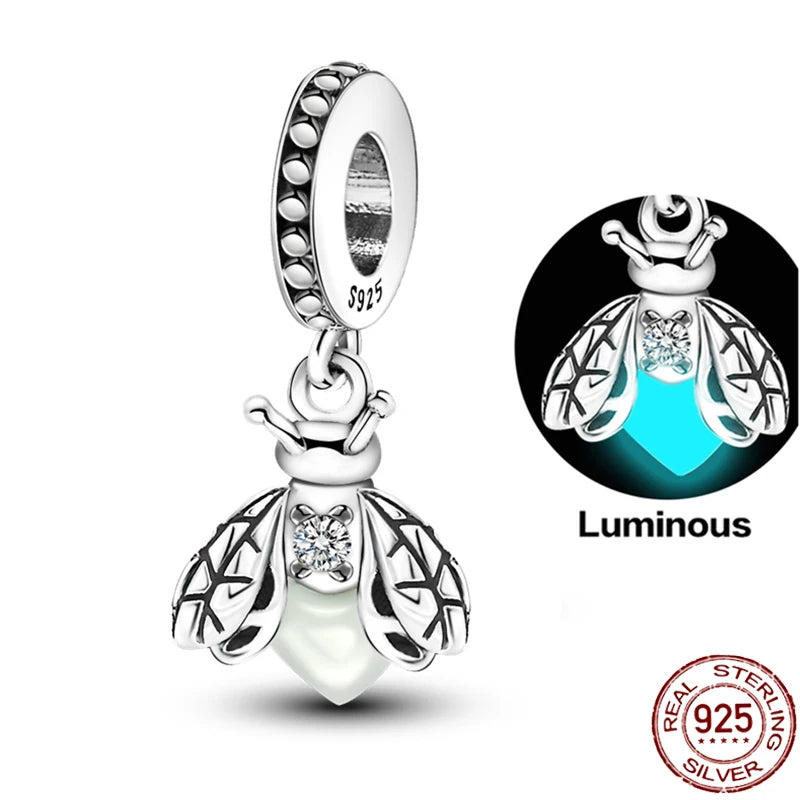 Charms 925 Sterling Silver Luminous Fireflies Pendant Beads Fit Women's Original 925 Bracelets DIY Jewelry Fine Making Gifts Hot