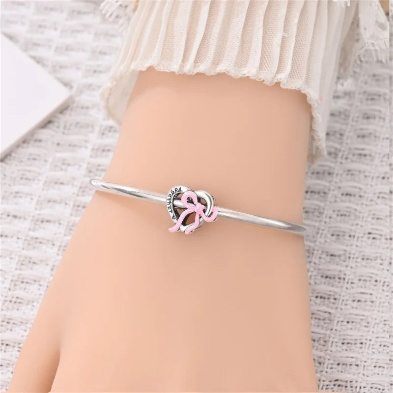 New 925 Sterling Silver Pink Concentric Knot Charms Beads Fit Original Bracelet DIY Women Exquisite Birthday Party Jewelry Gifts