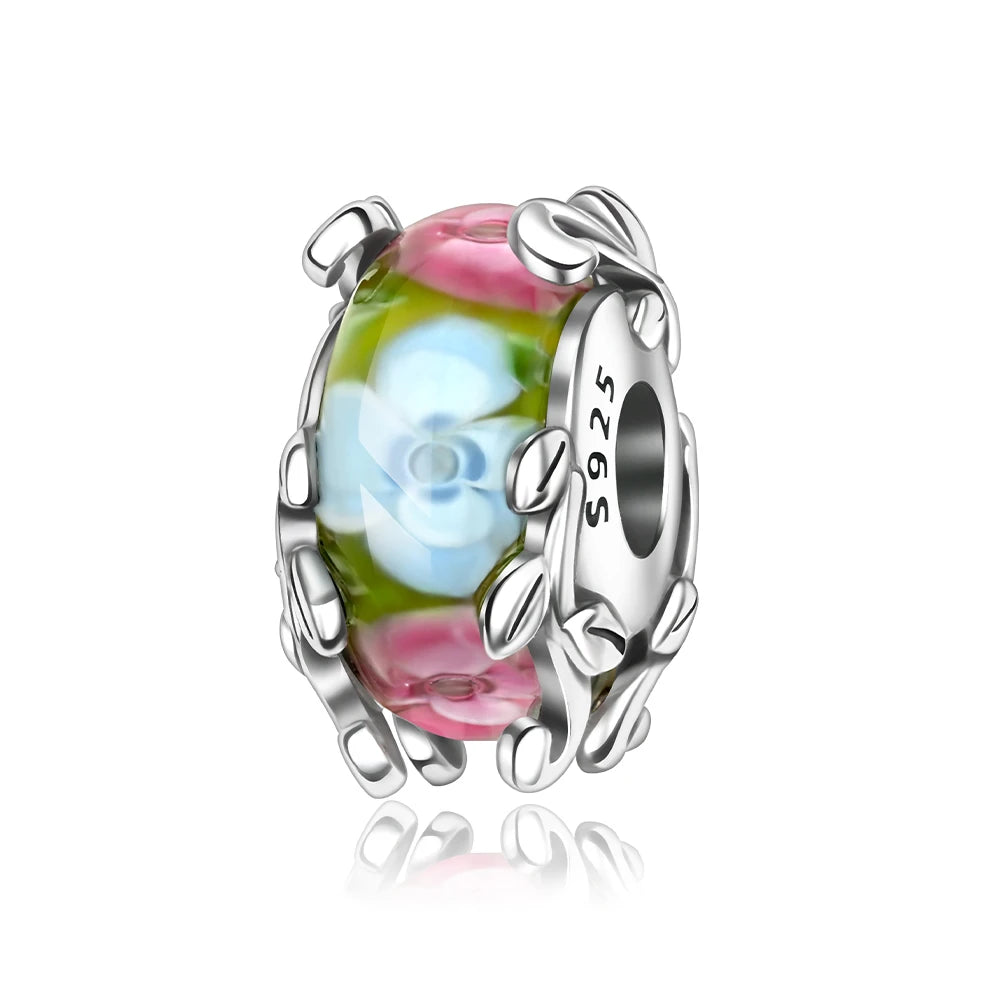 Charms 925 Sterling Silver Colorful Glass Series Pendant Beads Fit Original Bracelet Necklace DIY Women‘s Birthday Jewelry Gift