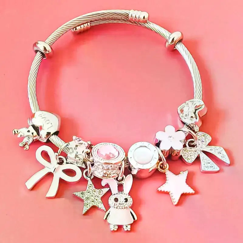 Women's Fashion Trendy Bow Heart Bracelet Jewelry Accessories Suitable For Date, Party, Festival Gifts