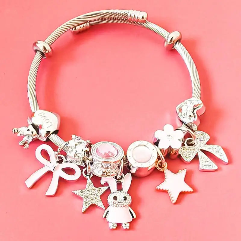 Cute Women Bow Heart Bracelet Lightweight Adjustable Fashion Jewelry Accessory for Party Date Gift