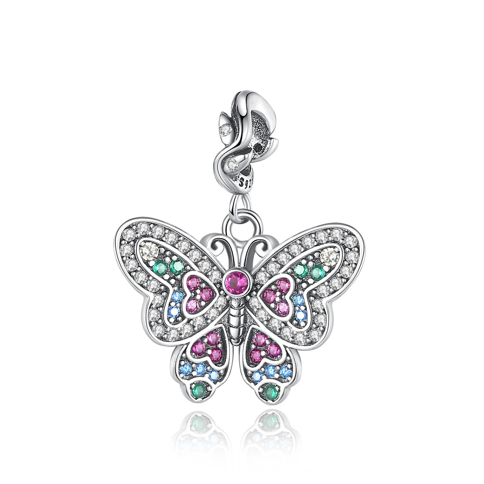 925 Sterling Silver Blue Flower Charms Beads Fit Original Bracelets Bag Keychain Charms Beads Pendant Diy Women Jewelry Gift