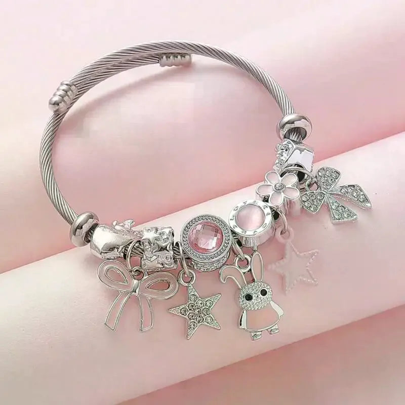 Women's Fashion Trendy Bow Heart Bracelet Jewelry Accessories Suitable For Date, Party, Festival Gifts